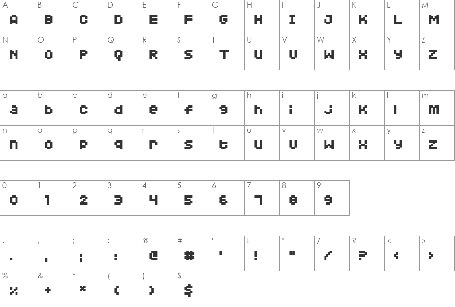 Squarodynamic 04 font character map preview