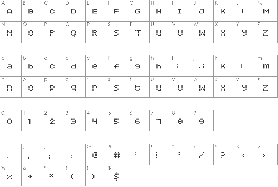 Squarodynamic 06 font character map preview
