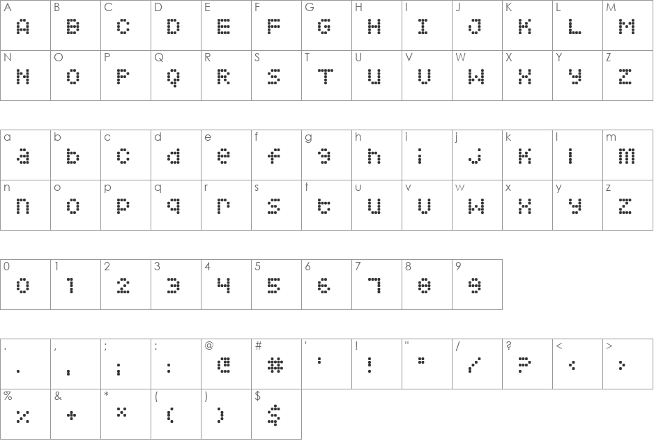 Squarodynamic 08 font character map preview