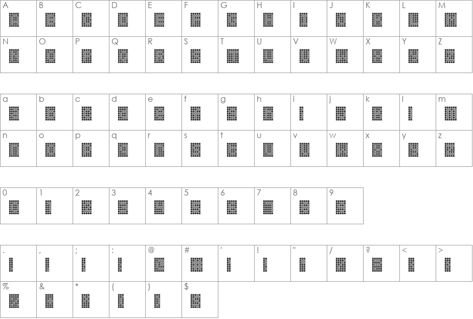 Squarodynamic 09 font character map preview