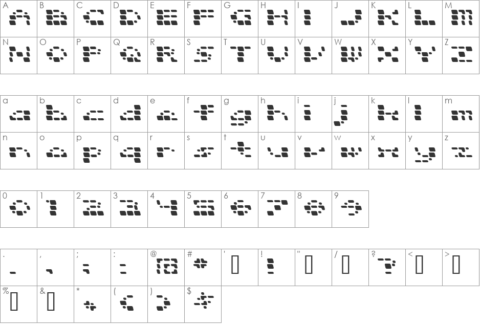 Squarrel font character map preview