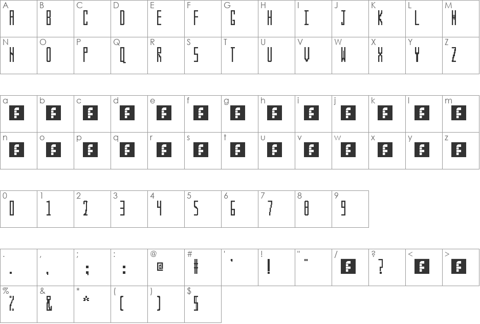 Squeeshed font character map preview