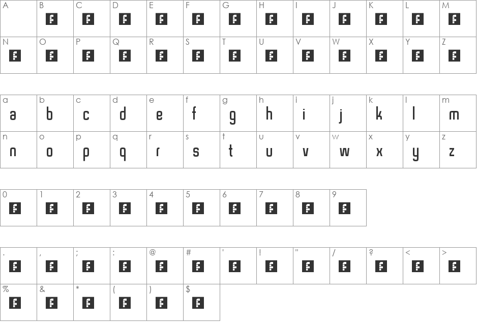 squeeze font character map preview