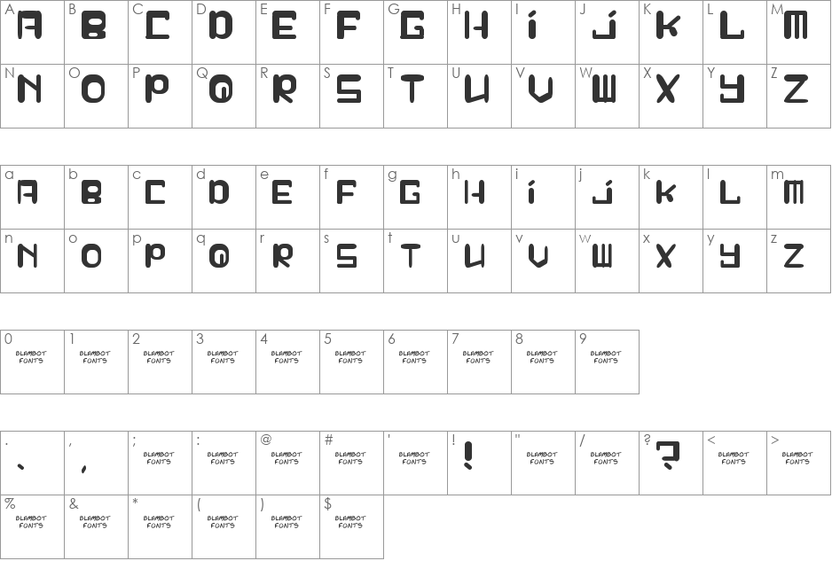Squeezy Cheez font character map preview