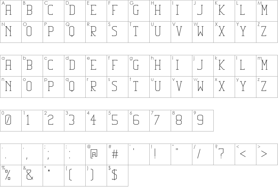 Squib font character map preview