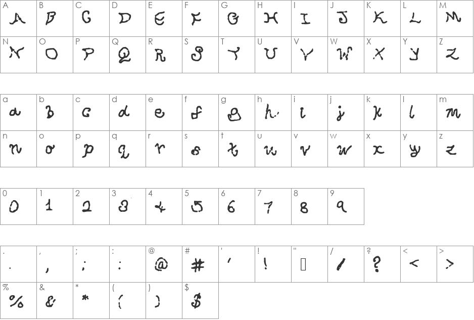 SquidCan font character map preview