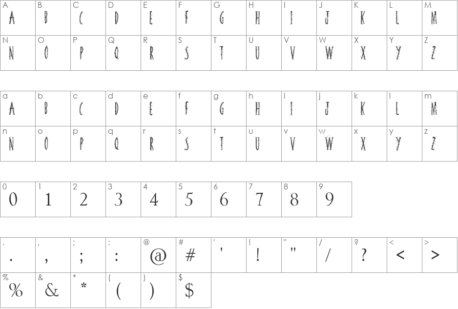 Squiggley Doo font character map preview