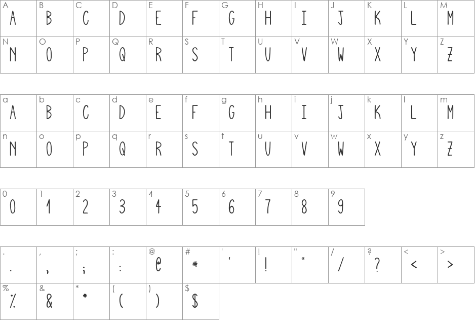 Squiggly Asta font character map preview