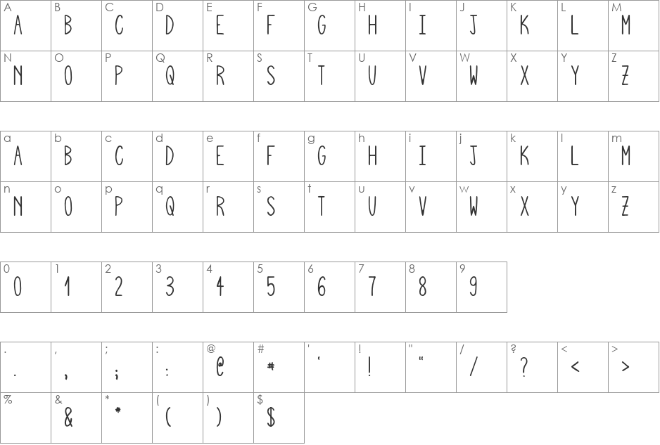 Squiggly Asta font character map preview