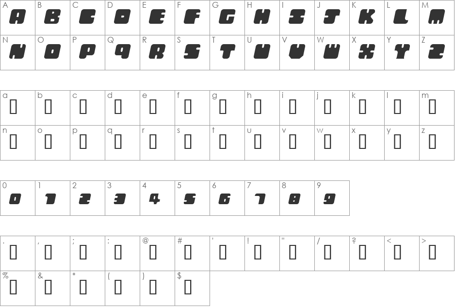 SquircleCirquare font character map preview