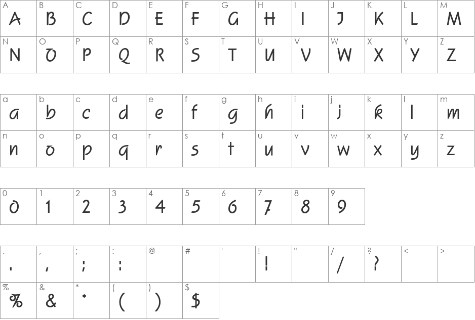 SquireEF font character map preview