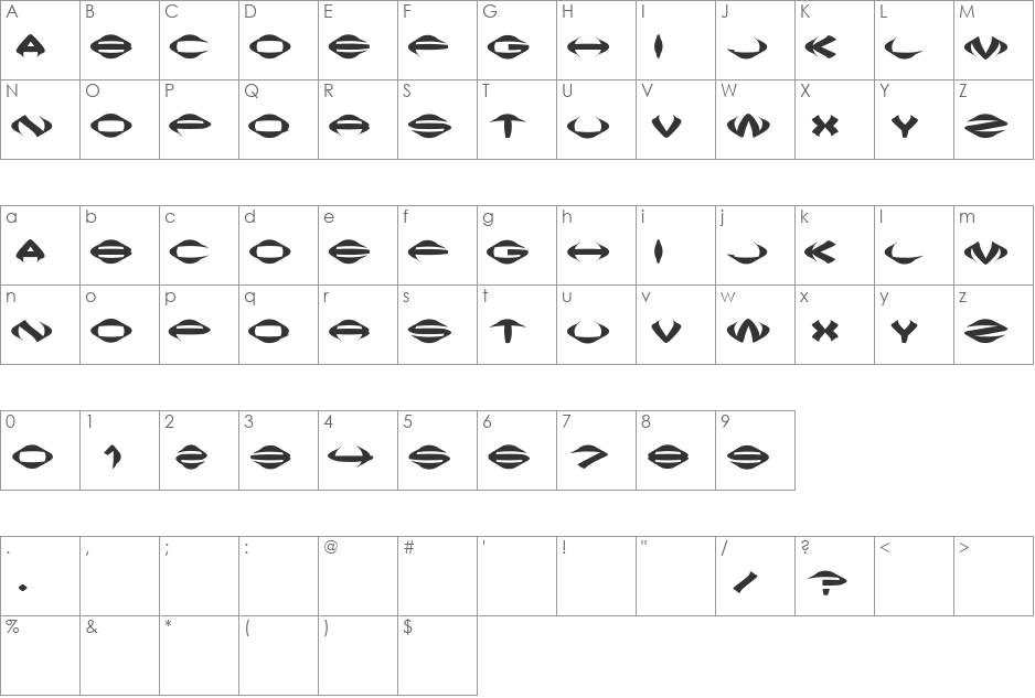 Squish font character map preview