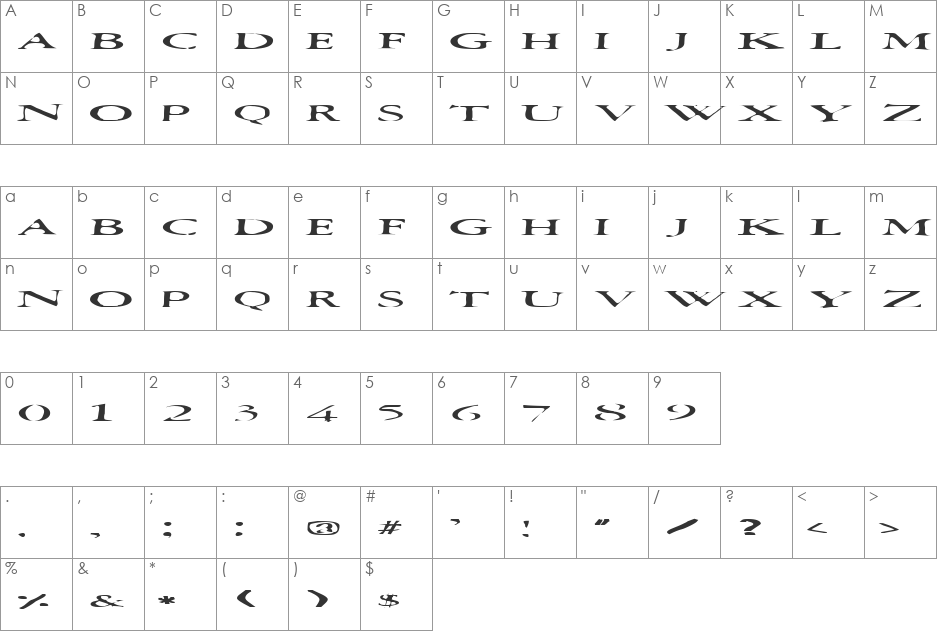 Squish font character map preview