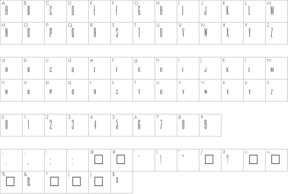 Squish Deco font character map preview