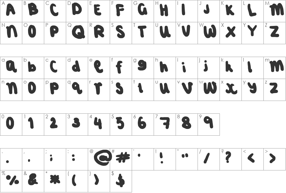SQUISHED   FAT font character map preview