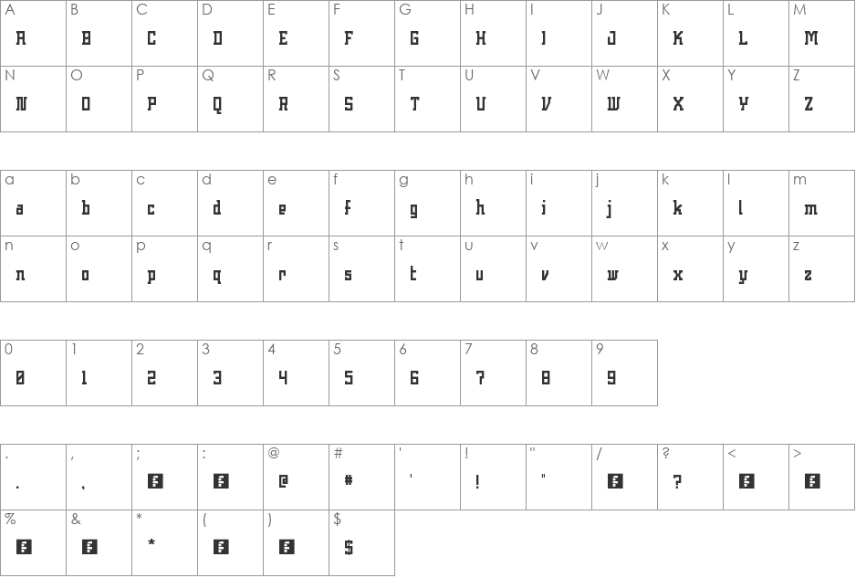 squrave font character map preview