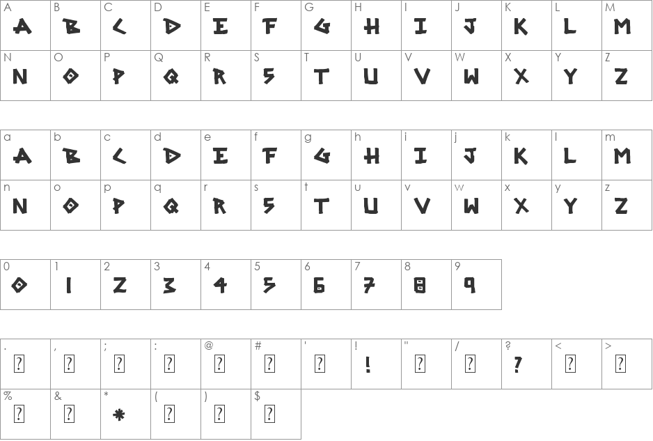 SRG MARKER font character map preview