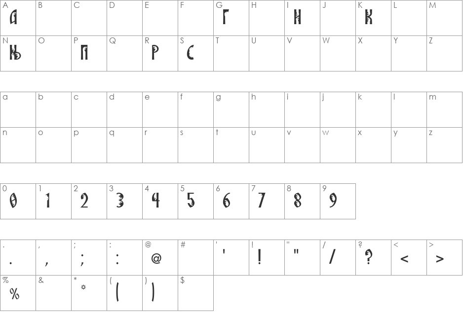 SRPSKA_KNIGA_12 font character map preview