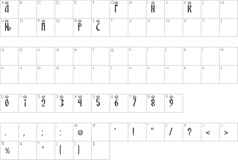 SRPSKA_KNIGA_15 font character map preview