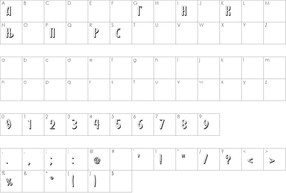 SRPSKA_KNIGA_2 font character map preview