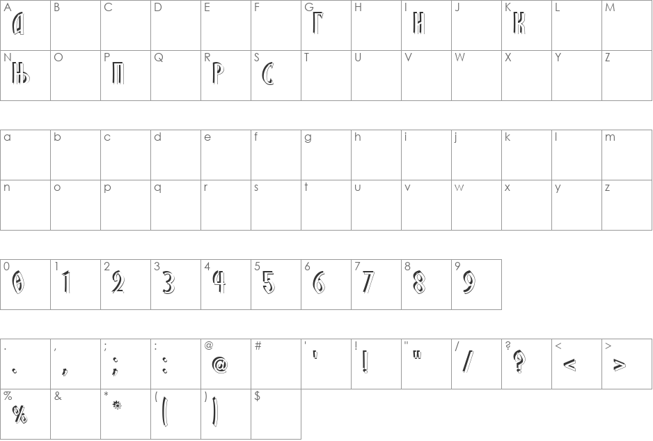 SRPSKA_KNIGA_25 font character map preview