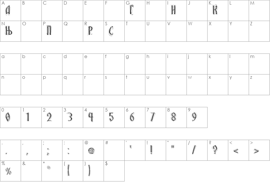 SRPSKA_KNIGA_26_MIGRENA font character map preview