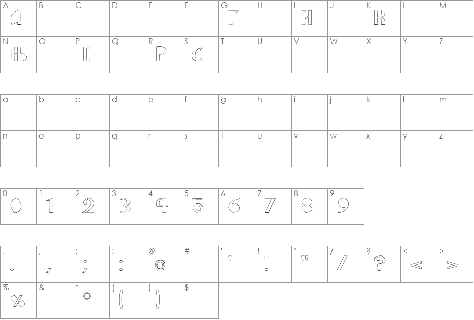 SRPSKA_KNIGA_34 font character map preview