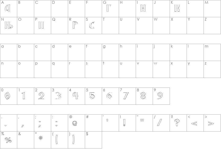SRPSKA_KNIGA_6 font character map preview