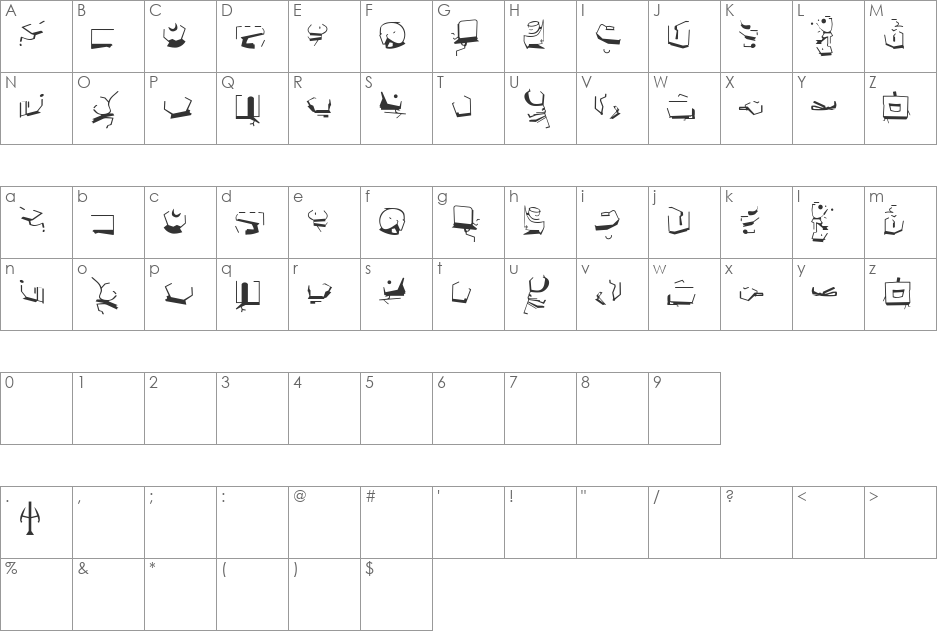 ST Bajoran Ancient font character map preview