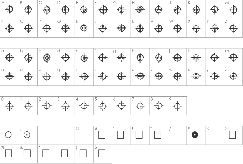 ST binar font character map preview