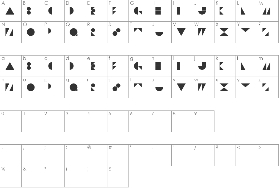 St Bookashade font character map preview