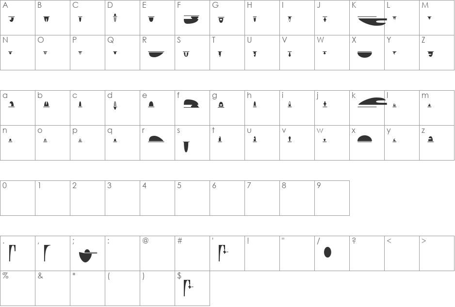 ST Dominion font character map preview