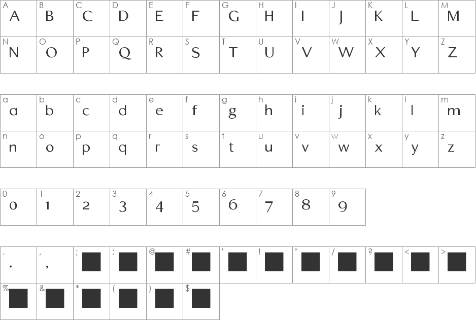 St Edmundsbury font character map preview