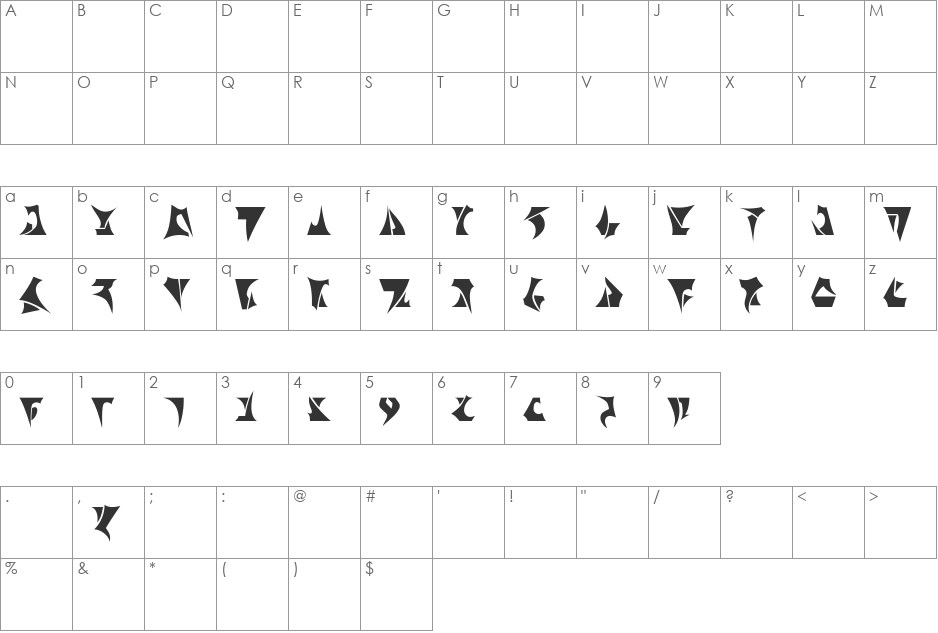 ST Klinzhai font character map preview