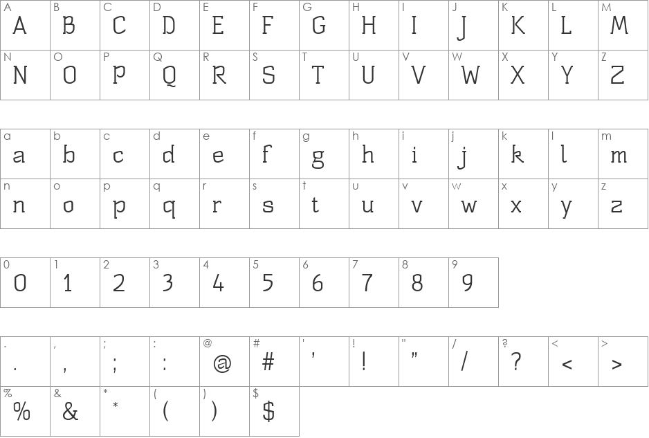 ST Substance font character map preview