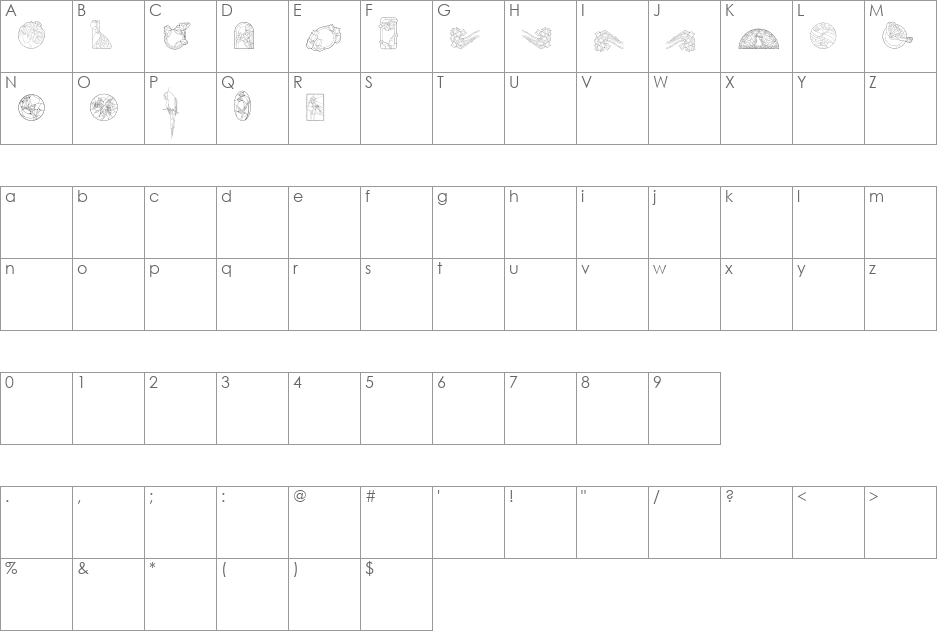 St'aint Glass font character map preview