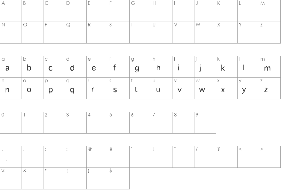 staccato font character map preview