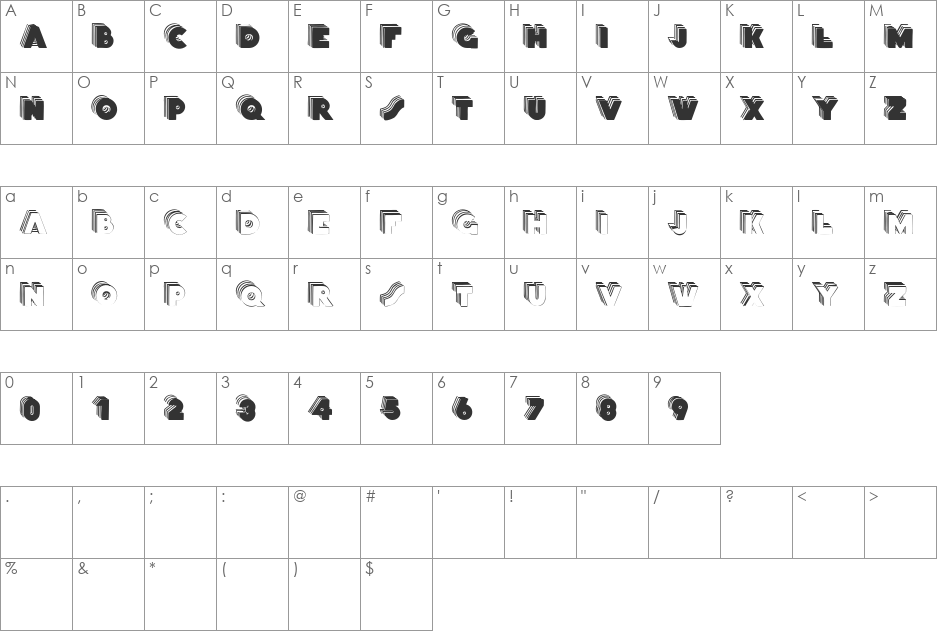 Stackcaps font character map preview