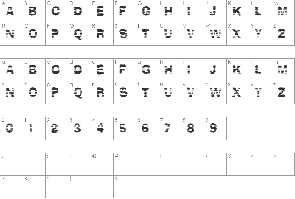 Stackz font character map preview