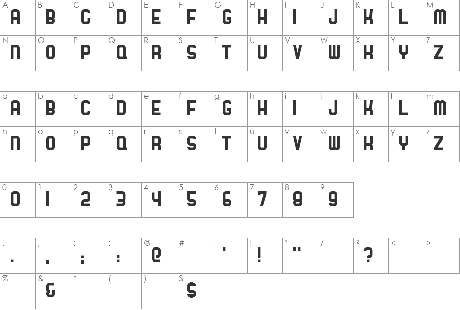 Stadium font character map preview