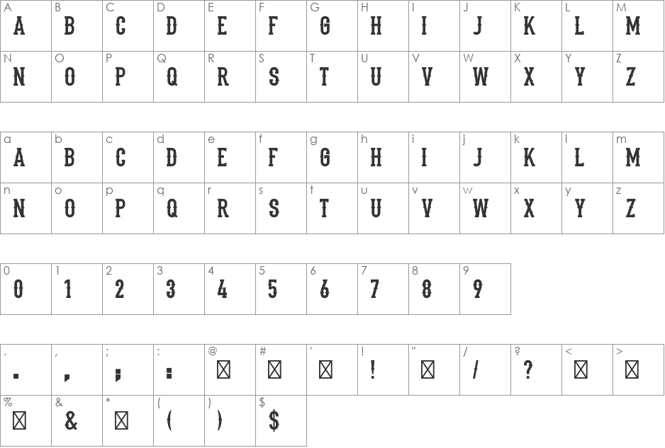 Stadium 1946 font character map preview