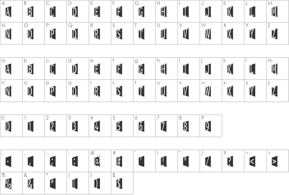 StageGlyphsTwo font character map preview