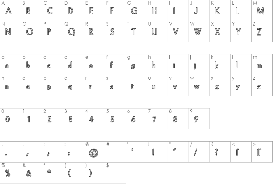 StahlSteel font character map preview