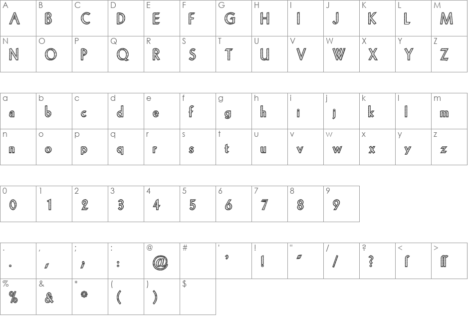 StahlSteelRiveted font character map preview