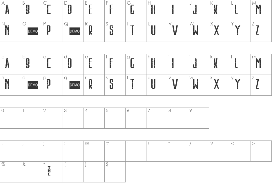 Stairs People DEMO font character map preview