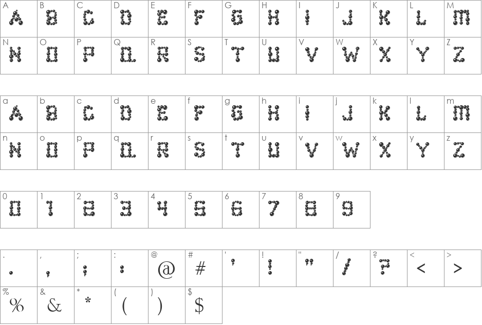 bear balling font character map preview