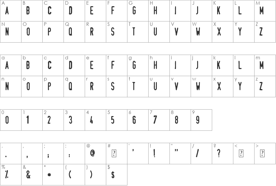Stamp font character map preview