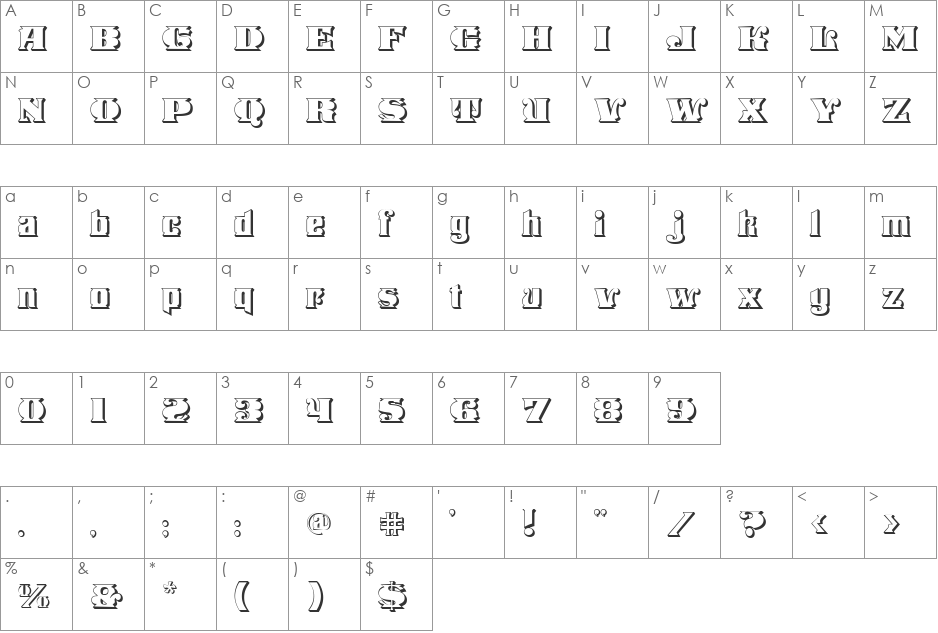 StampedeOpen font character map preview