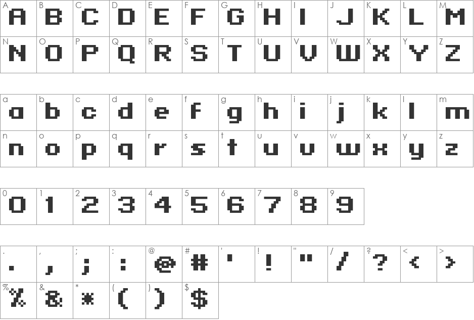 standard 07_65 font character map preview