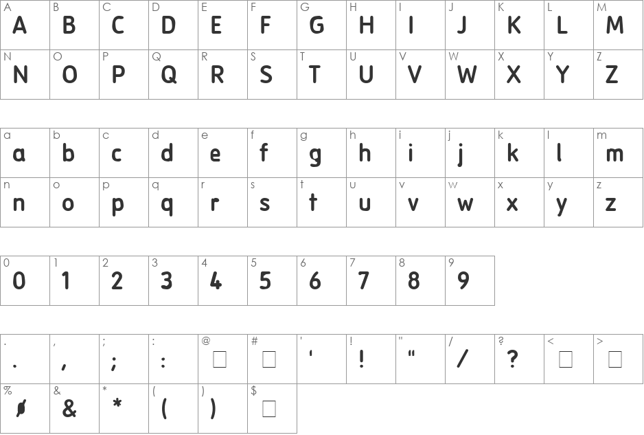 Stangkorv font character map preview